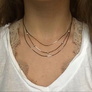 Silver Layered Faux Pearl Necklace